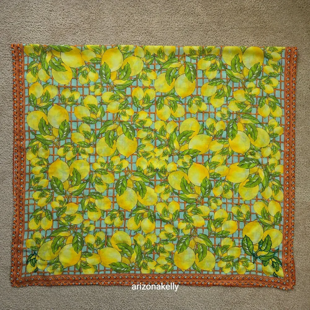 Calypso St. Barth Cotton Lemon Scarf Sarong Embroidered